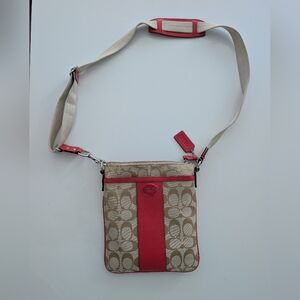 Coach Tan and Coral Crossbody Bag